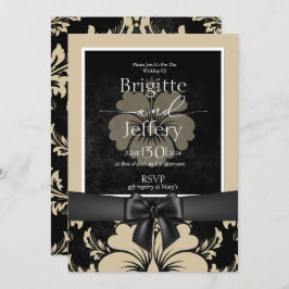 Invitación a la boda beige y negro