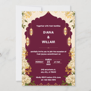 Invitación a la boda beige y roja