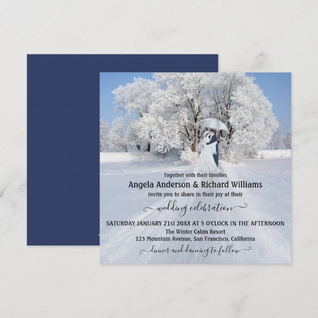 Invitación a la boda Bella Artes Winter Wonderland (Anverso / Reverso)
