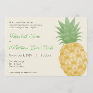 Invitación a la boda bilingüe de la piña tropical