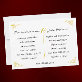 Invitación a la boda bilingüe en español