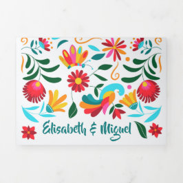 Invitación a la boda bilingüe - Flora todo en uno