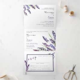 Invitación a la boda bilingüe - Lavanda todo en un