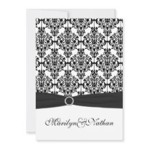 Invitación a la boda Black and White Damask II