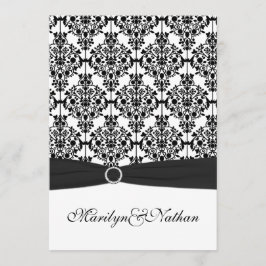 Invitación a la boda Black and White Damask II
