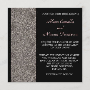 Invitación a la boda Black Paisley