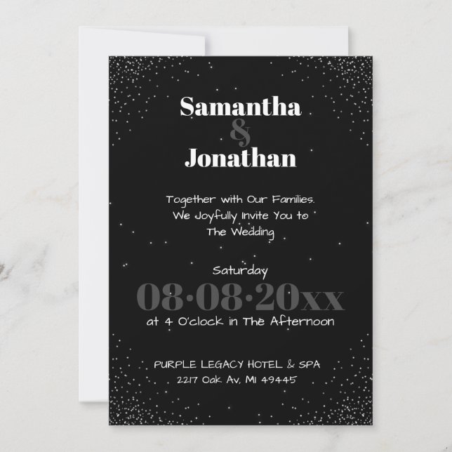 Invitación a la boda Black Simple Dark Sky (Anverso)