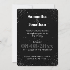 Invitación a la boda Black Simple Night Sky