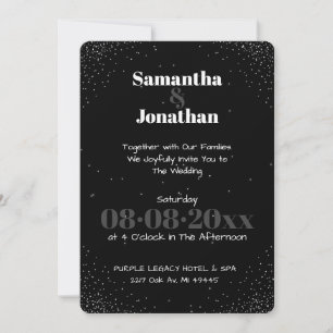Invitación a la boda Black Simple Night Sky