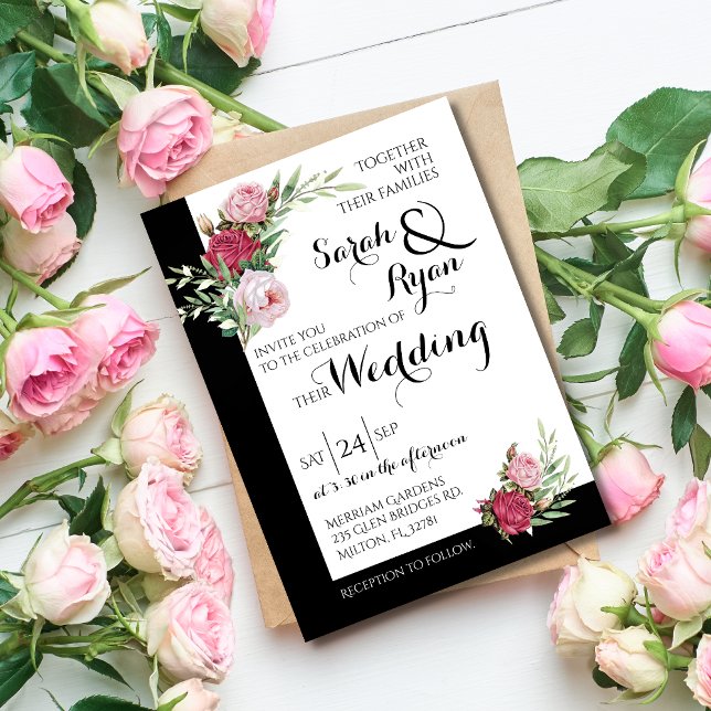 Invitación a la boda Black & White Classic de 5" x (Subido por el creador)