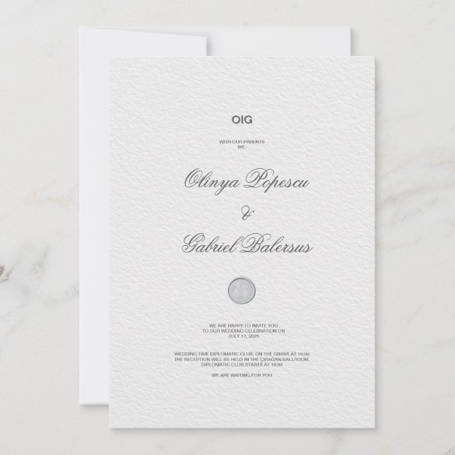 Invitación a la boda blanca con brotes de brocha d (Anverso)