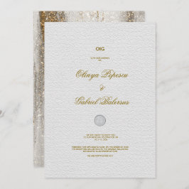 Invitación a la boda blanca con brotes de brocha d