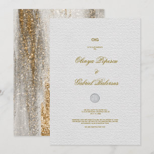 Invitación a la boda blanca con brotes de brocha d