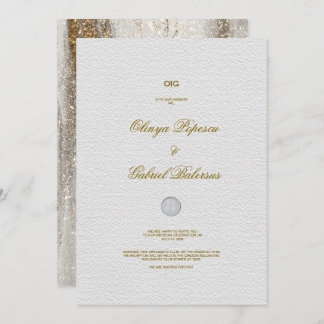 Invitación a la boda blanca con brotes de brocha d