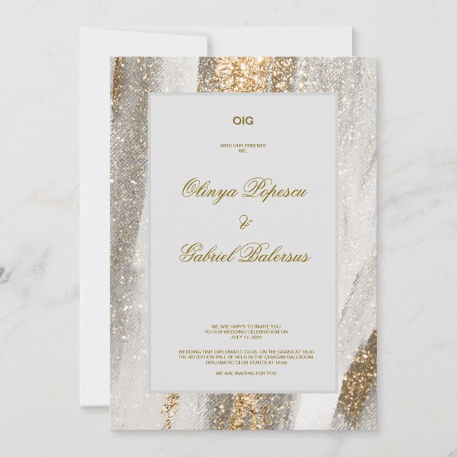 Invitación a la boda blanca con brotes de brocha d (Anverso)