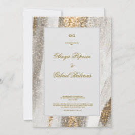 Invitación a la boda blanca con brotes de brocha d