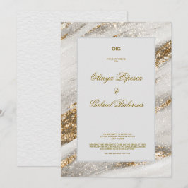 Invitación a la boda blanca con brotes de brocha d