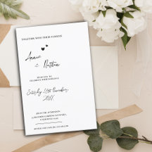 Invitación a la boda blanca con escritura minimali