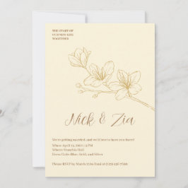 Invitación a la Boda Blanca con Floral de Oro mini