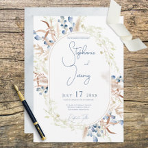Invitación a la boda blanca con flores de boho sec