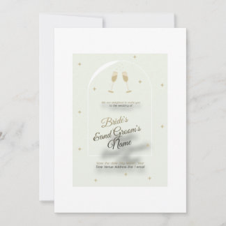 Invitación a la boda blanca con imprenta azul mode
