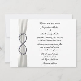 Invitación a la boda blanca con infinito plateado