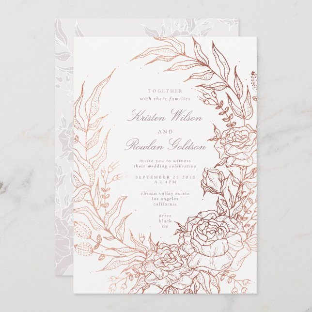Invitación a la boda blanca de la flor romántica (Anverso / Reverso)