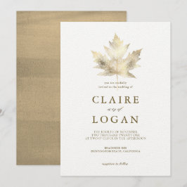 Invitación a la boda blanca de la hoja de arce de