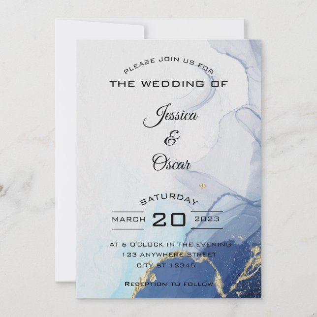 Invitación a la boda blanca de la Marina Mínima mo (Anverso)