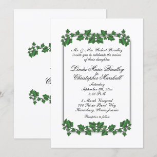Invitación a la boda blanca de las hojas verdes