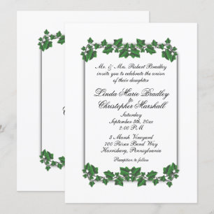 Invitación a la boda blanca de las hojas verdes