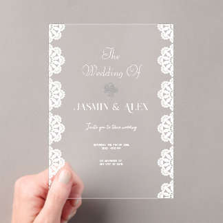 Invitación a la boda blanca de Moda de encaje