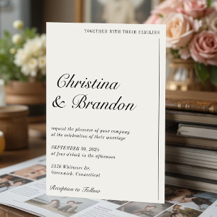 Invitación a la boda blanca de Old Money Minimalis