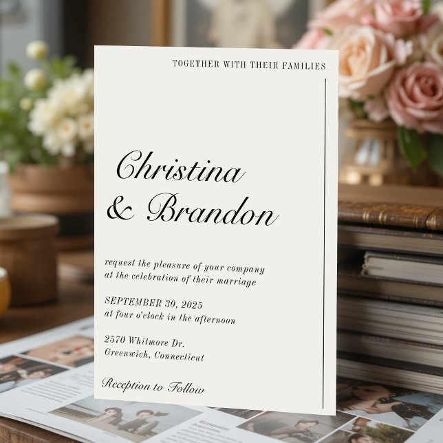 Invitación a la boda blanca de Old Money Minimalis (Old Money Minimalist Ecru White Wedding Invitation
)