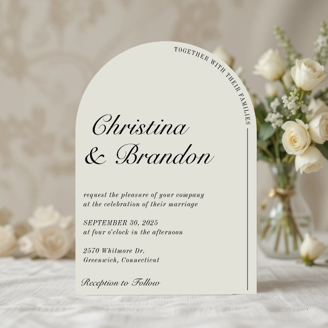 Invitación a la boda blanca de Old Money Minimalis (Old Money Minimalist Ecru White Wedding Invitation
)