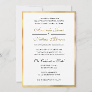 Invitación a la Boda Blanca de Oro Clásico Elegant