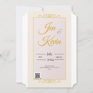 Invitación a la boda blanca de oro con girasol BG
