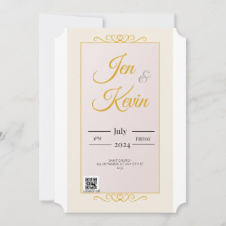 Invitación a la boda blanca de oro con girasol BG