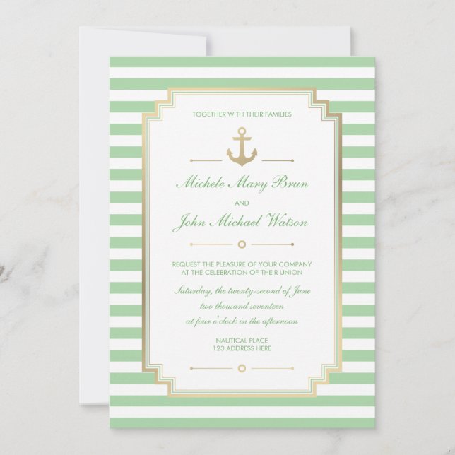 Invitación a la boda blanca de Personalizados náut (Anverso)