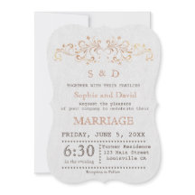 Invitación a la Boda Blanca de Swirl Fourish Rosa 