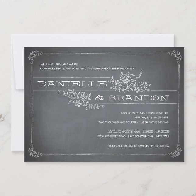 Invitación a la boda blanca del esténcil del table (Anverso)