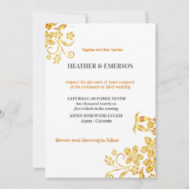 Invitación a la Boda blanca Elegante con Flores Do