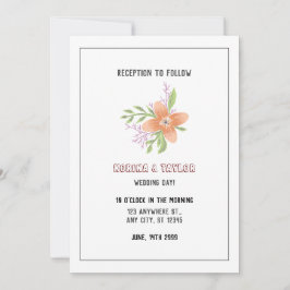 Invitación a la boda blanca floral simple Rosa