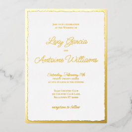 Invitación a la boda blanca Luxe Gold Bold Edge