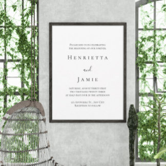 Invitación a la boda blanca minimalista