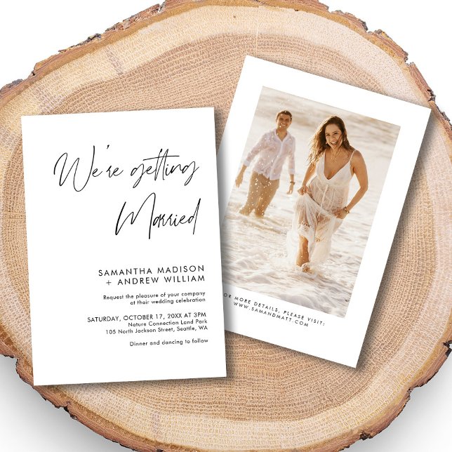 Invitación a la Boda Blanca minimalista para cualq (Personalized Minimalist White Wedding Invitation for any Style)