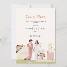 Invitación a la boda blanca moderna