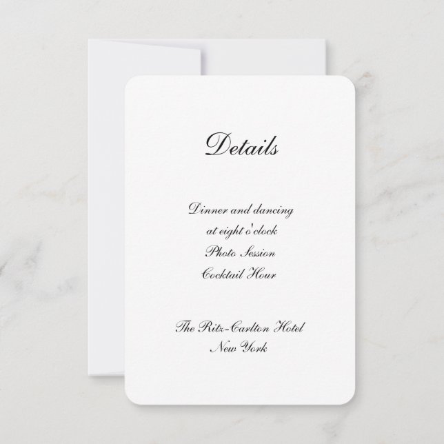 Invitación a la boda blanca moderna - Elegante (Reverso)