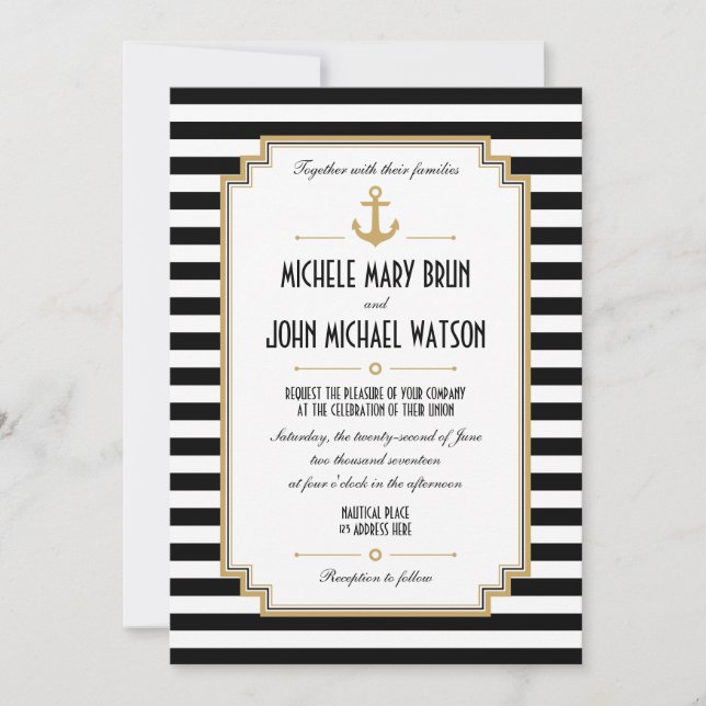 Invitación a la Boda Blanca Náutica Náutica person (Anverso)