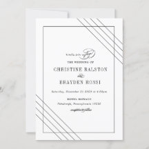 Invitación a la Boda Blanca Negra Art Deco